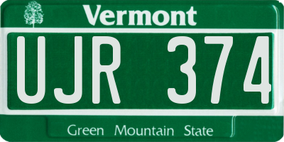 VT license plate UJR374