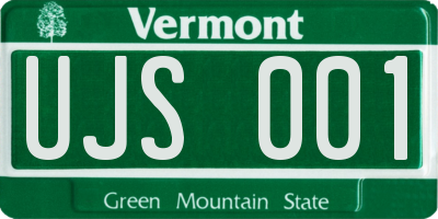 VT license plate UJS001
