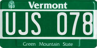 VT license plate UJS078