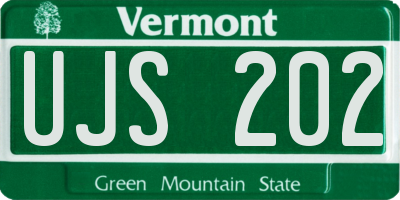 VT license plate UJS202