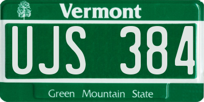 VT license plate UJS384