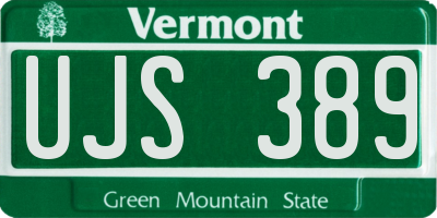 VT license plate UJS389