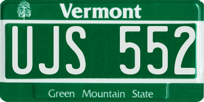 VT license plate UJS552