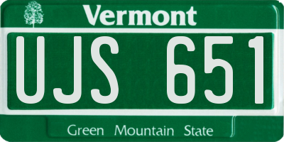 VT license plate UJS651