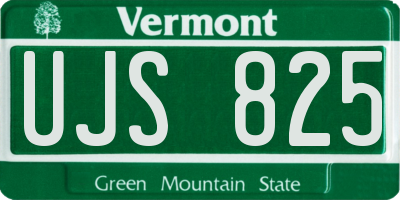 VT license plate UJS825
