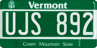 VT license plate UJS892