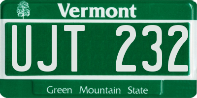 VT license plate UJT232