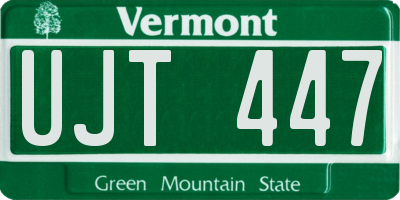 VT license plate UJT447