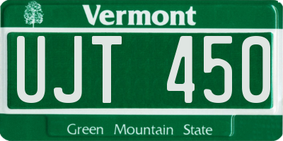 VT license plate UJT450