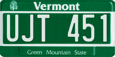 VT license plate UJT451
