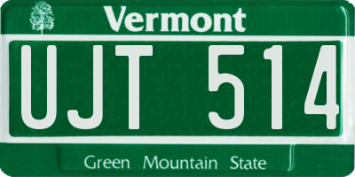 VT license plate UJT514
