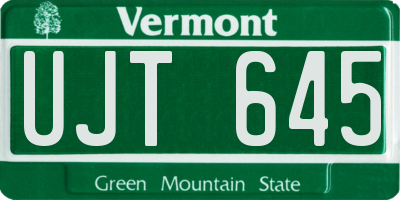 VT license plate UJT645