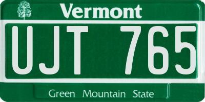 VT license plate UJT765