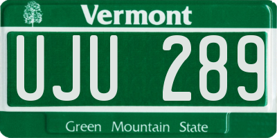 VT license plate UJU289