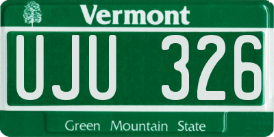 VT license plate UJU326