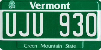 VT license plate UJU930