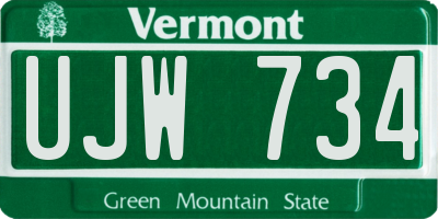 VT license plate UJW734