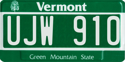 VT license plate UJW910