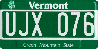 VT license plate UJX076