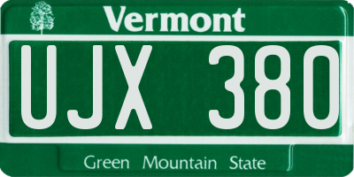 VT license plate UJX380