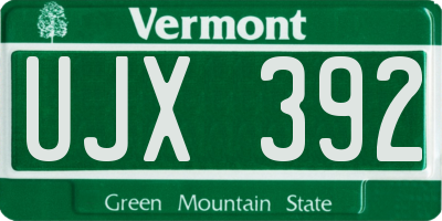 VT license plate UJX392