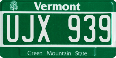 VT license plate UJX939