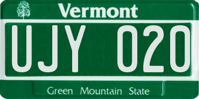 VT license plate UJY020