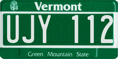 VT license plate UJY112