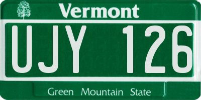 VT license plate UJY126