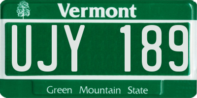 VT license plate UJY189