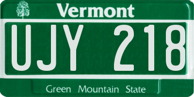 VT license plate UJY218