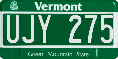 VT license plate UJY275