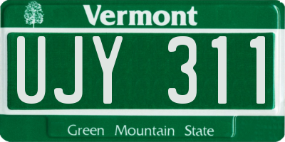 VT license plate UJY311