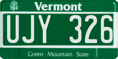 VT license plate UJY326