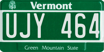 VT license plate UJY464
