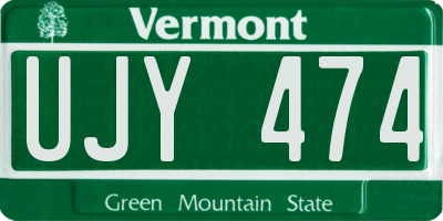 VT license plate UJY474