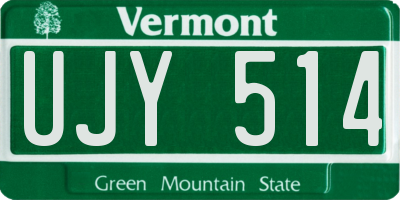 VT license plate UJY514