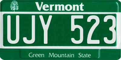 VT license plate UJY523