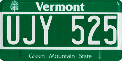VT license plate UJY525