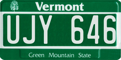 VT license plate UJY646
