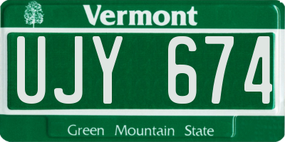 VT license plate UJY674