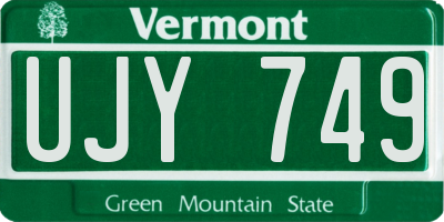 VT license plate UJY749