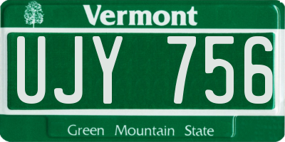 VT license plate UJY756