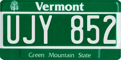VT license plate UJY852