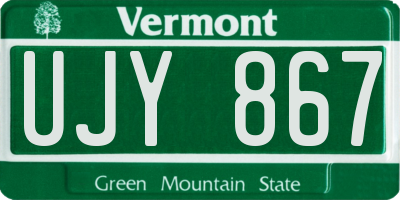 VT license plate UJY867