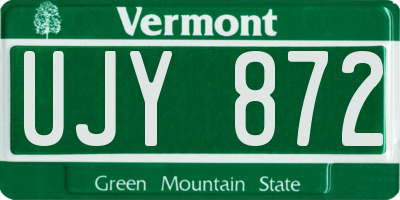 VT license plate UJY872