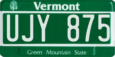 VT license plate UJY875