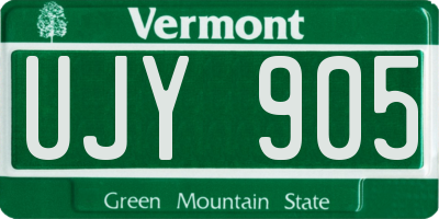 VT license plate UJY905