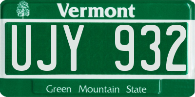 VT license plate UJY932