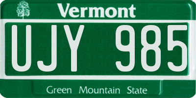 VT license plate UJY985